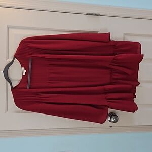 Crimson red flowy, open jacket